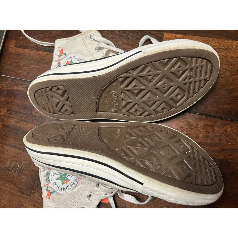 Converse High Top Sneakers White Desert Cactus Hummingbird Embroidered A10278C